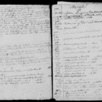 Old handwritten church baptism records from the 18th and 19th centuries with names and dates.