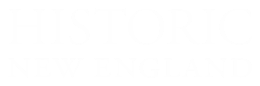 Logo of Historic New England in white text, promoting cultural heritage and preservation in the New England region.