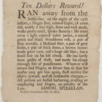1803 runaway slave advertisement offering $10 reward for the return of an escaped enslaved person in Woodstock, Connecticut.