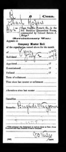 Revolutionary War muster roll from 6th Battalion Connecticut Forces, July 1778. Handwritten details included.